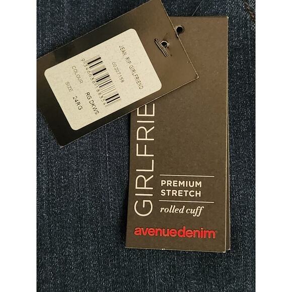 Avenue Denim Jeans Women's Sz 24 Dark Wash Girlfriend Ankle Distressed Stretch - Picture 7 of 8